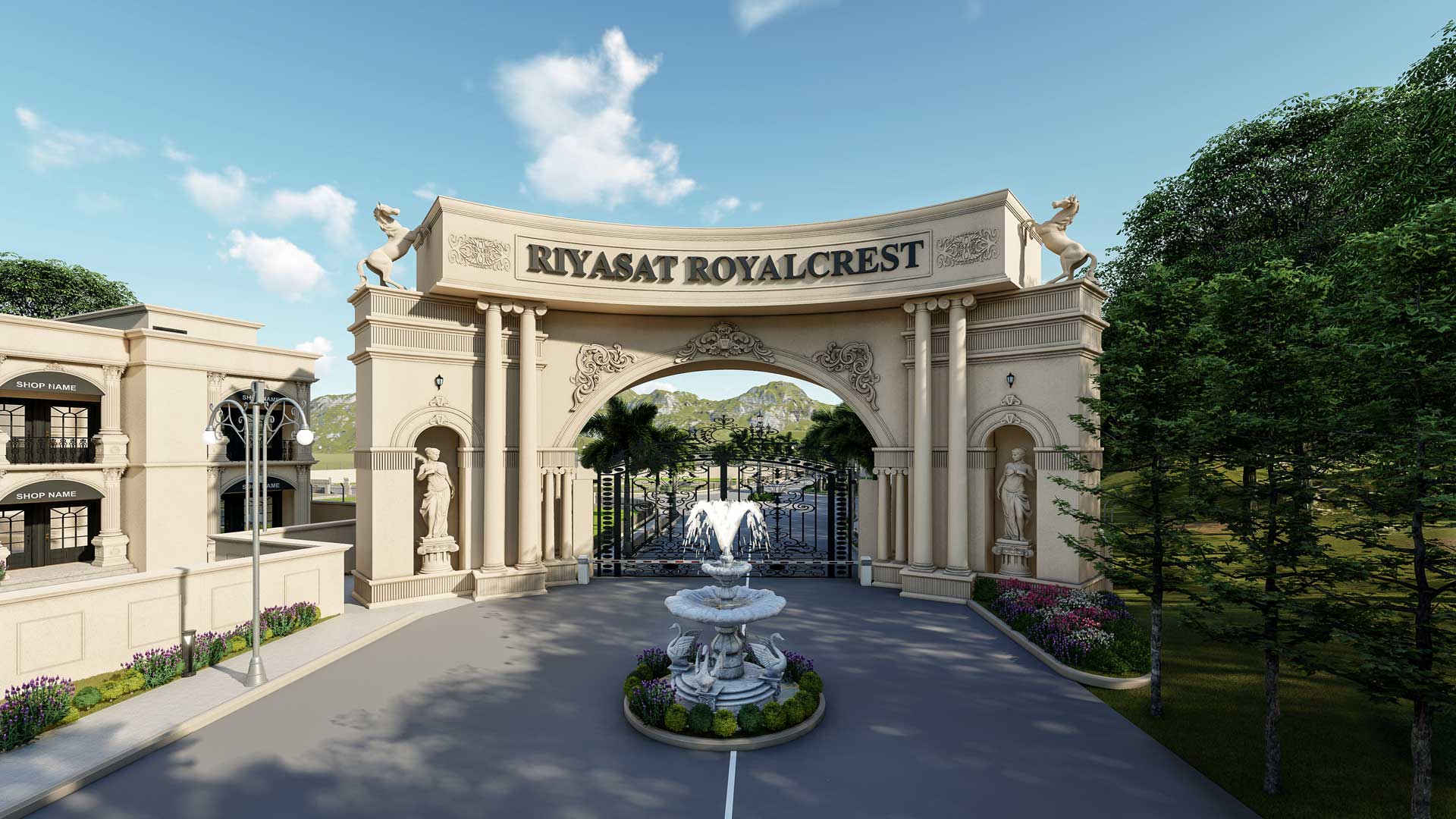 Official site entrance view of Riyasat Royalcrest